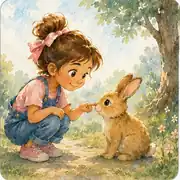 Soft watercolour picture-book scene representing a calm made-up bedtime story